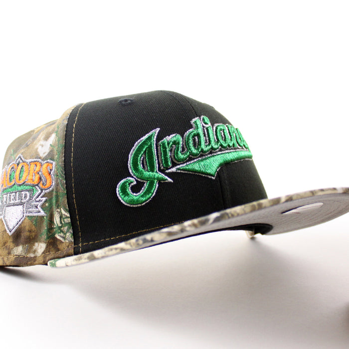 Cleveland Indians Jacobs Field New Era 59Fifty Fitted Hat (Black Real Tree Gray Under Brim)