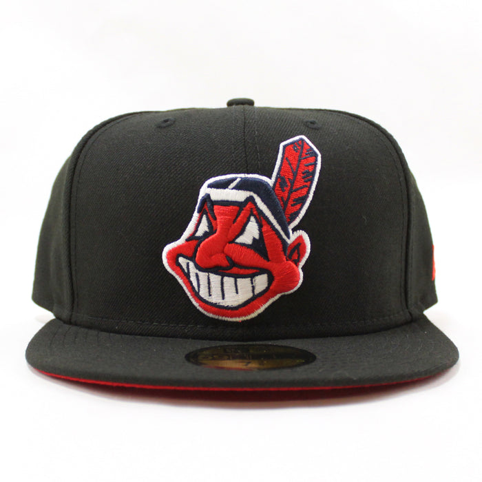 Cleveland Indians New Era 59Fifty Fitted Hat (Black Red Under Brim)
