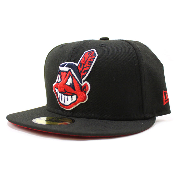 Cleveland Indians New Era 59Fifty Fitted Hat (Black Red Under Brim)