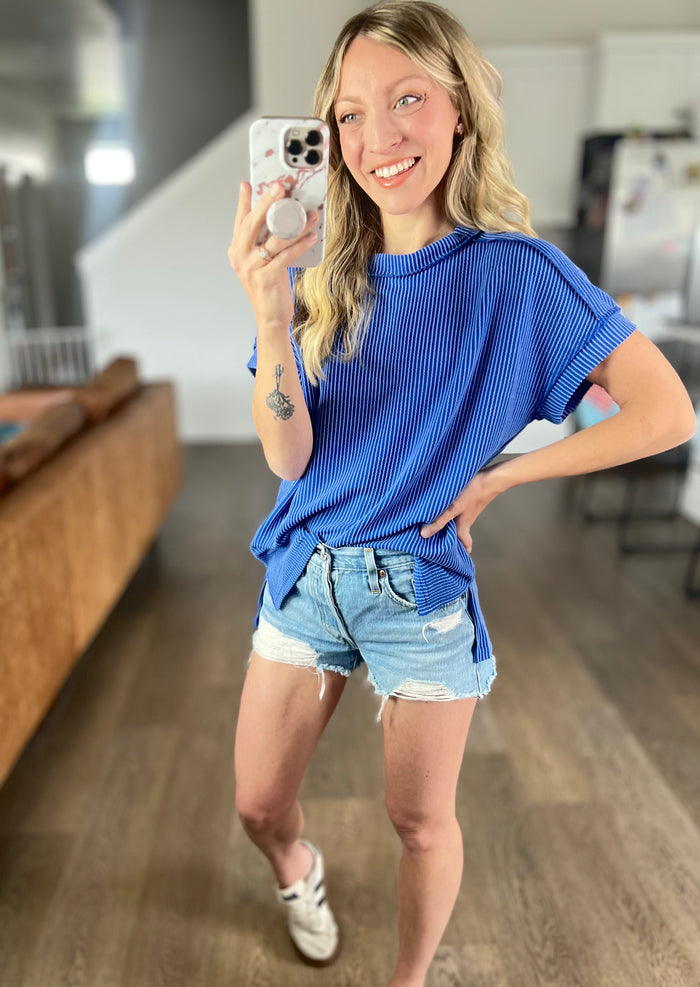Cobalt Coast Ribbed Tee