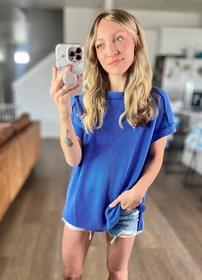 Cobalt Coast Ribbed Tee