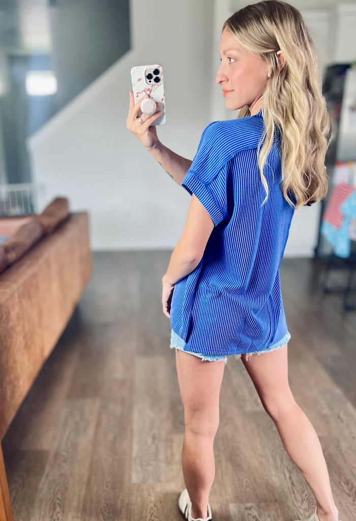 Cobalt Coast Ribbed Tee