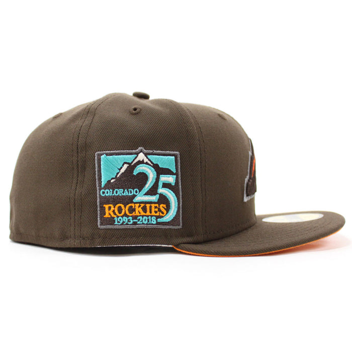 Colorado Rockies 25th Anniversary New Era 59Fifty Fitted Hat (Glow in the Dark Walnut Light Orange Pop Under Brim)