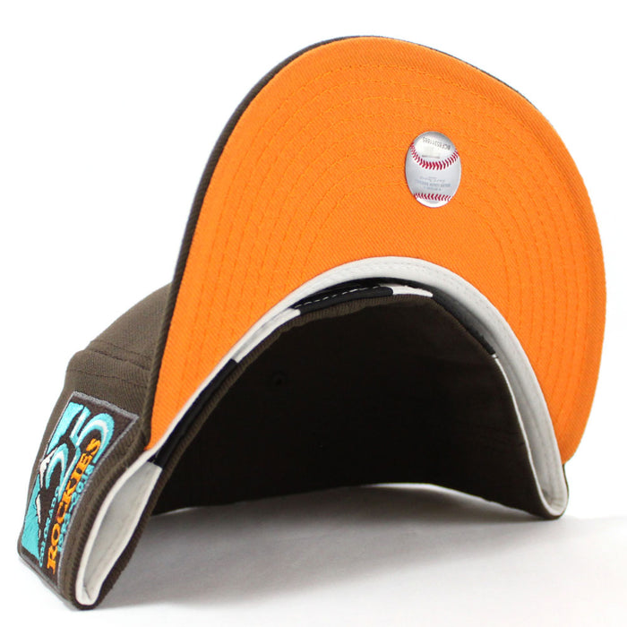 Colorado Rockies 25th Anniversary New Era 59Fifty Fitted Hat (Glow in the Dark Walnut Light Orange Pop Under Brim)
