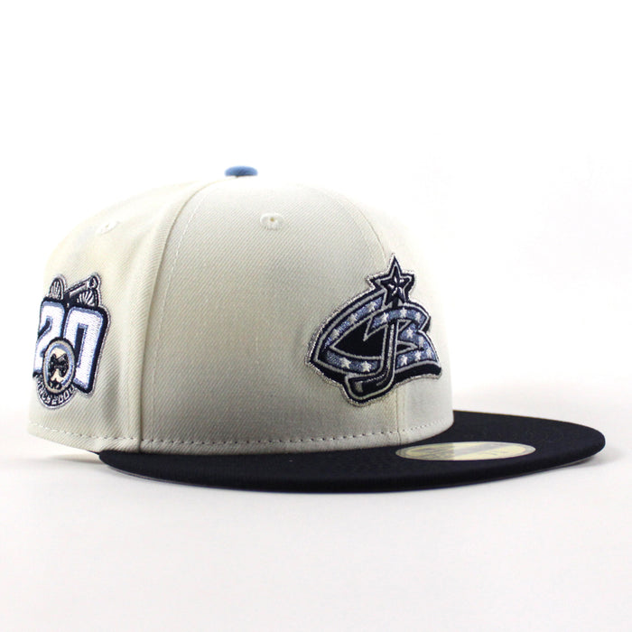 Columbus Blue Jackets 20 Years New Era 59Fifty Fitted Hat (Chrome White Navy Gray Under brim)