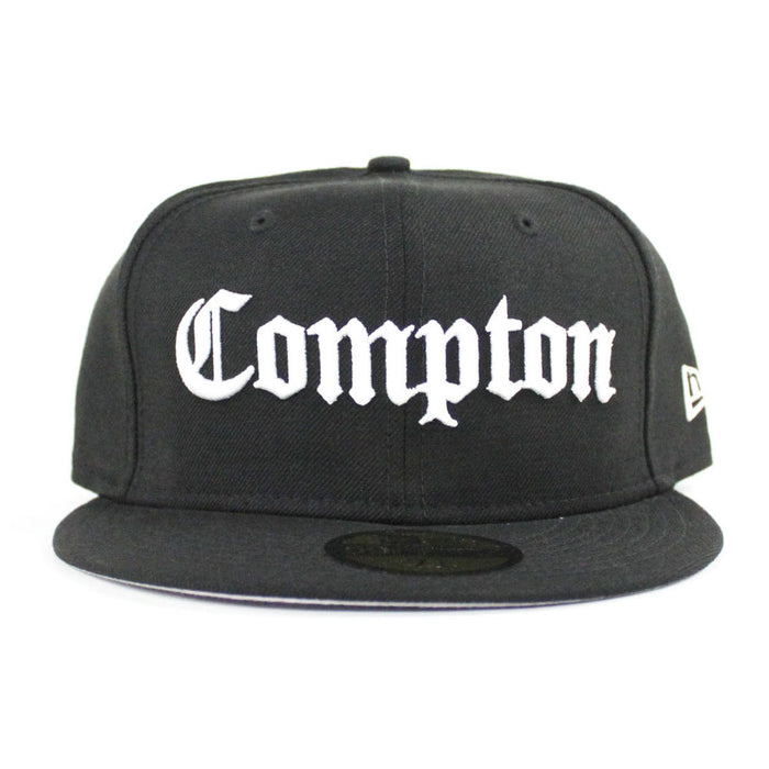 Compton New Era 59fifty Fitted Hat (Black White Gray Under Brim)