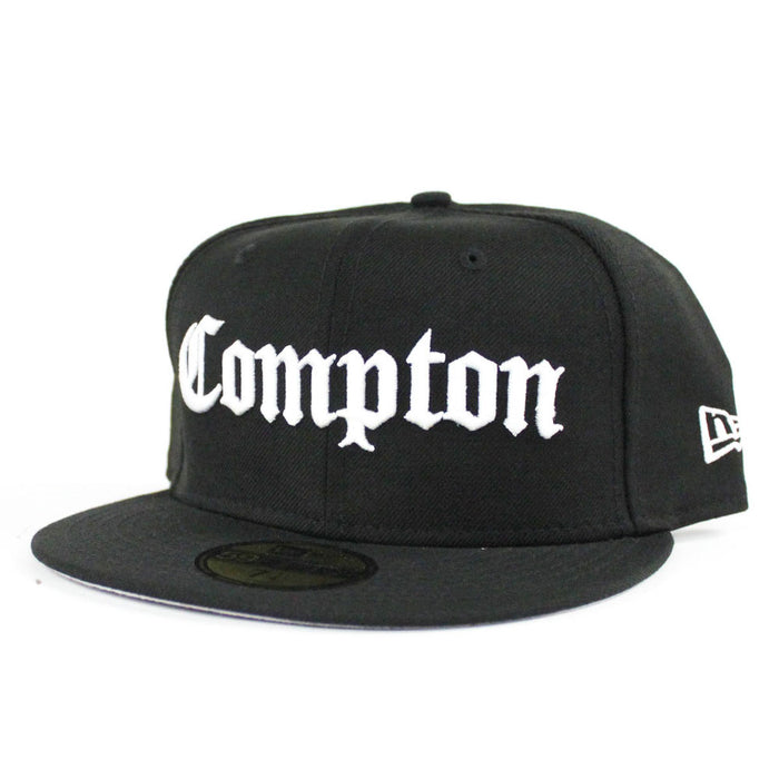 Compton New Era 59fifty Fitted Hat (Black White Gray Under Brim)