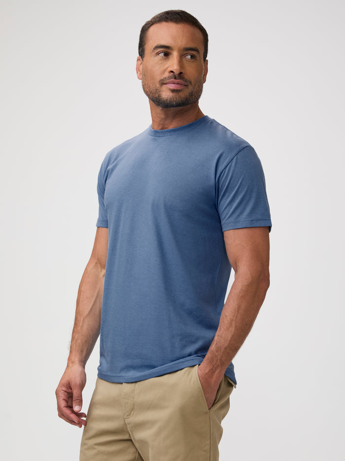 Everyday Essential in Monsoon Blue # Monsoon Blue crew neck t-shirt for men, StratuSoft™ fabric