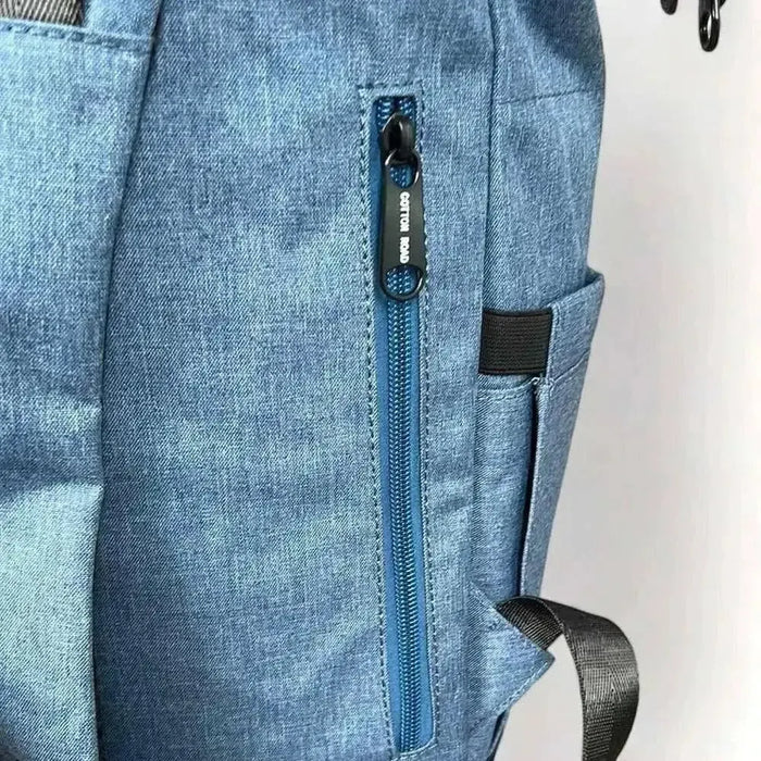 Blue Cotton Road Nappy Bag backpack with multiple compartments and side pockets