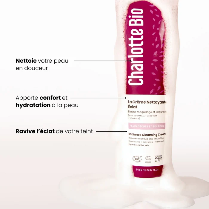 Crème nettoyante visage éclat bio Charlotte Bio
