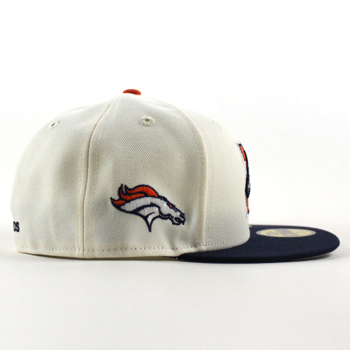 Denver Broncos Horse Patch New Era 59Fifty Fitted Hat (Chrome White Navy Gray Under Brim)