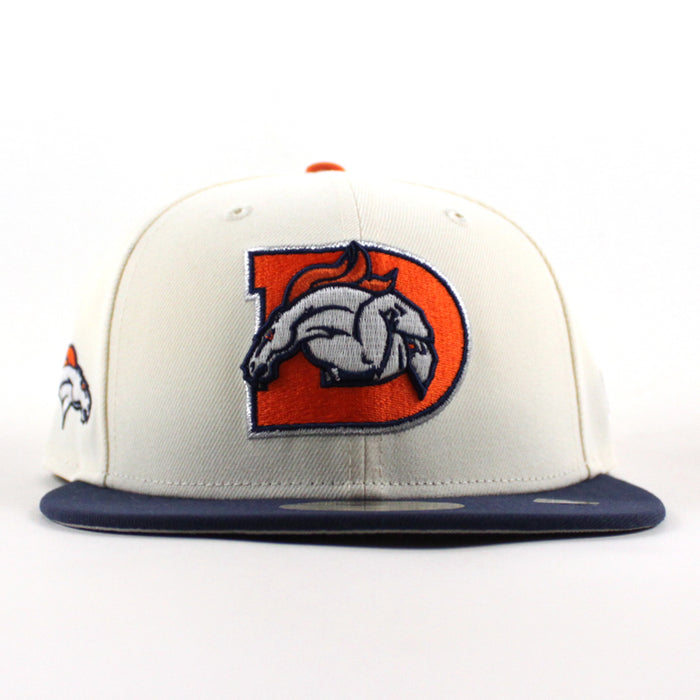 Denver Broncos Horse Patch New Era 59Fifty Fitted Hat (Chrome White Navy Gray Under Brim)
