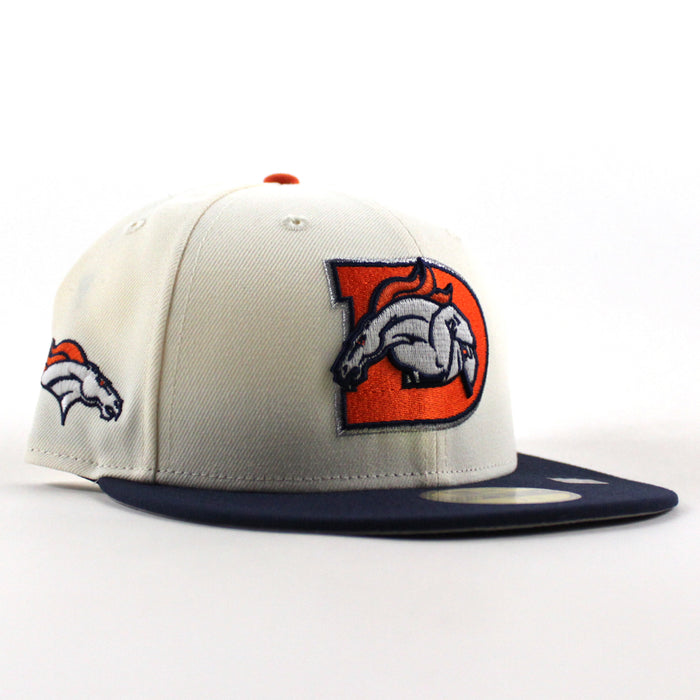 Denver Broncos Horse Patch New Era 59Fifty Fitted Hat (Chrome White Navy Gray Under Brim)