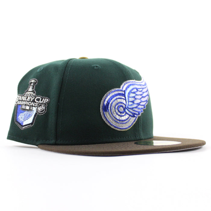 Detroit Red Wings 2008 Stanley Cup Patch New Era 59Fifty Fitted Hat (Dark Green Walnut Gray Under brim)