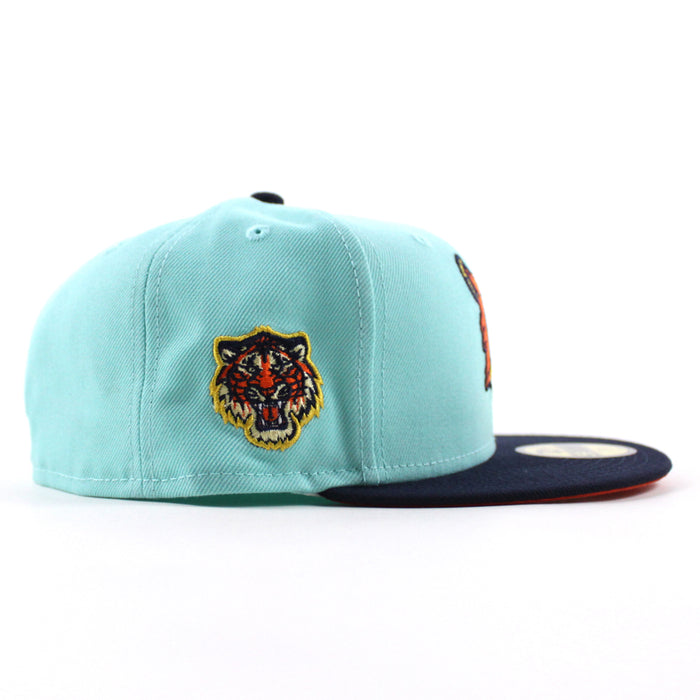 Detroit Tigers TIGER PATCH New Era 59Fifty Fitted Hat (BLUE TINT NIGHT SHIFT NAVY ORANGE Under Brim)