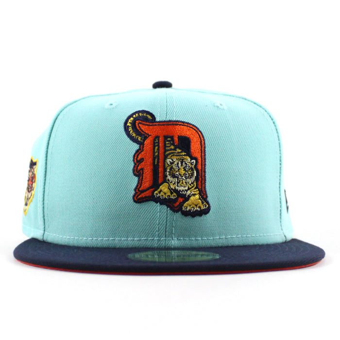 Detroit Tigers TIGER PATCH New Era 59Fifty Fitted Hat (BLUE TINT NIGHT SHIFT NAVY ORANGE Under Brim)