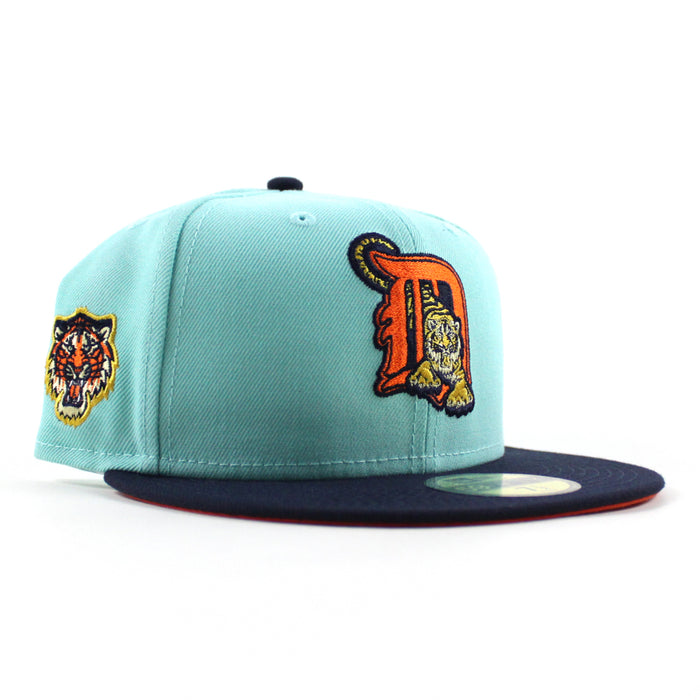 Detroit Tigers TIGER PATCH New Era 59Fifty Fitted Hat (BLUE TINT NIGHT SHIFT NAVY ORANGE Under Brim)