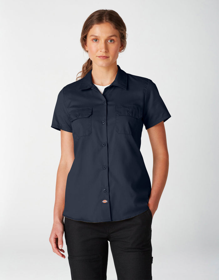 Dickies Women's FLEX Short Sleeve Work Shirt Work Shirts Dickies Dark Navy 2XL Reg