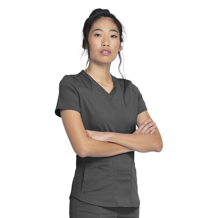 Dickies Women's V-Neck Scrub Top Scrubs Dickies Pewter 2XL Reg