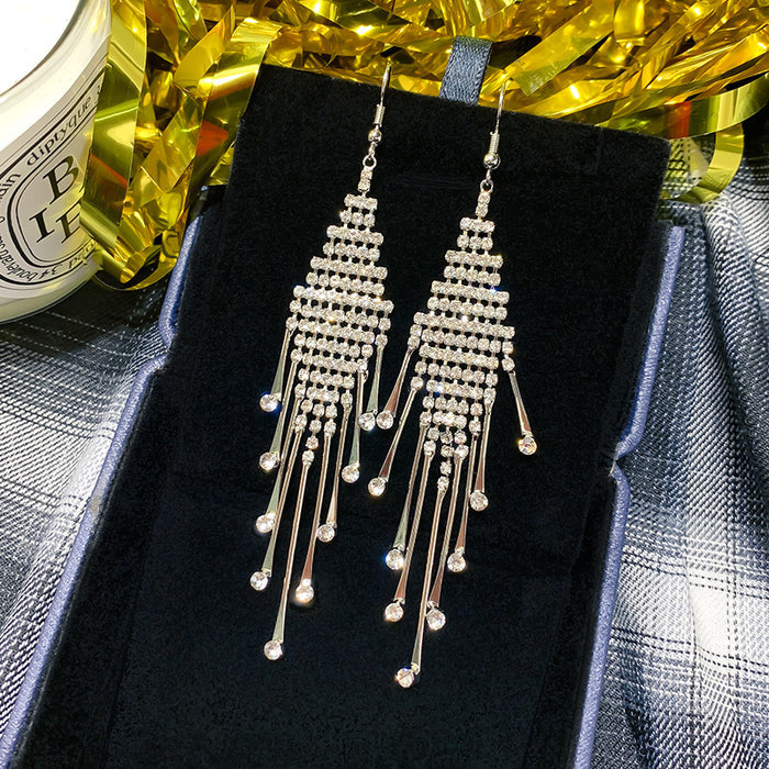 E1205 - Tassel alloy diamond-studded earrings