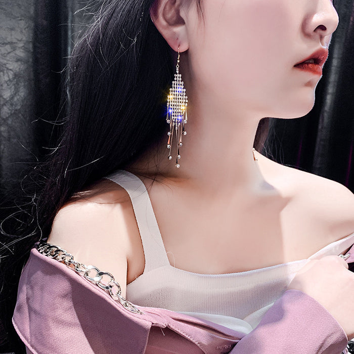 E1205 - Tassel alloy diamond-studded earrings