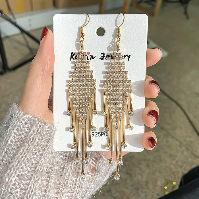 E1205 - Tassel alloy diamond-studded earrings