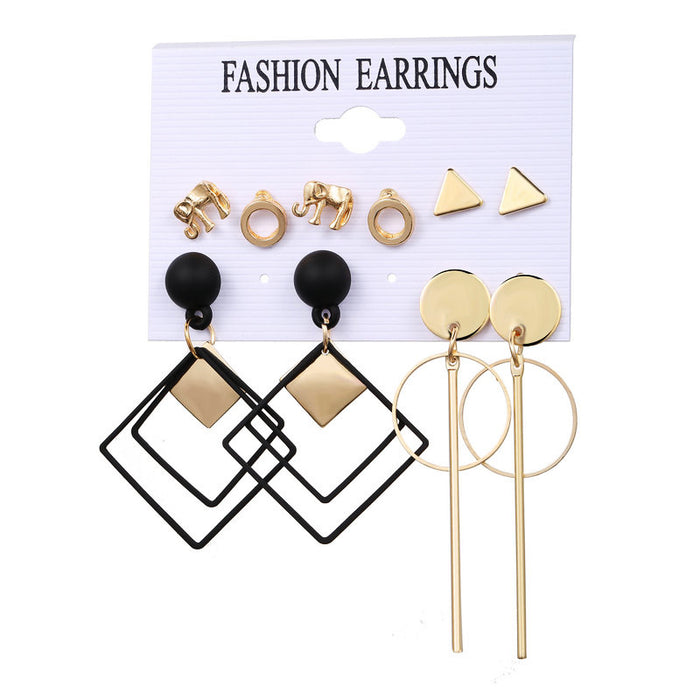 E1417 - Retro Diamond Shaped Earring Set