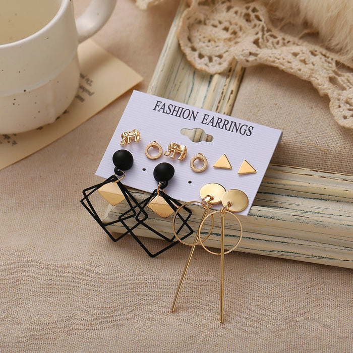 E1417 - Retro Diamond Shaped Earring Set