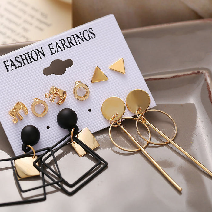 E1417 - Retro Diamond Shaped Earring Set