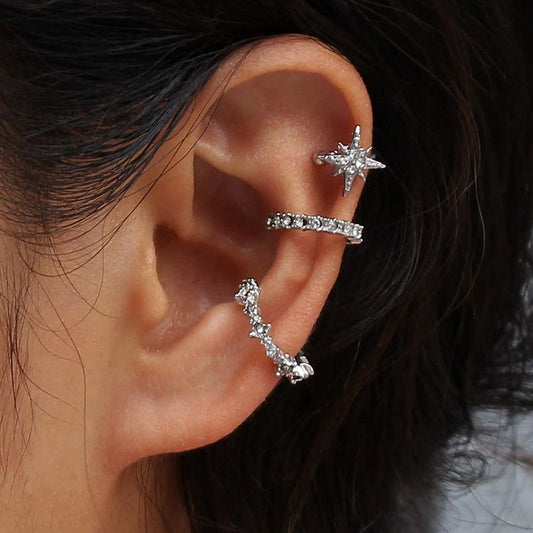 E1554 - Fashion Star Ear Clip Set Earrings
