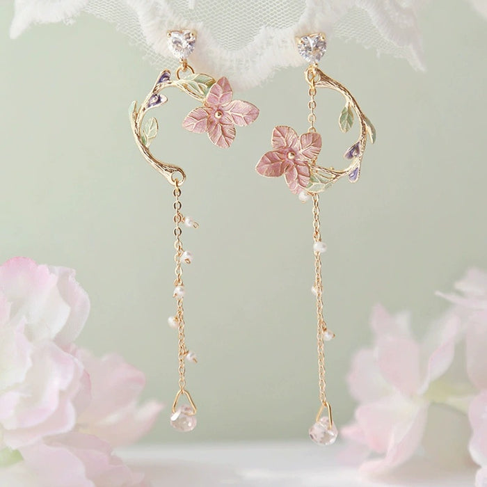 E1587 - Classic Drop Rose Hanging Earrings