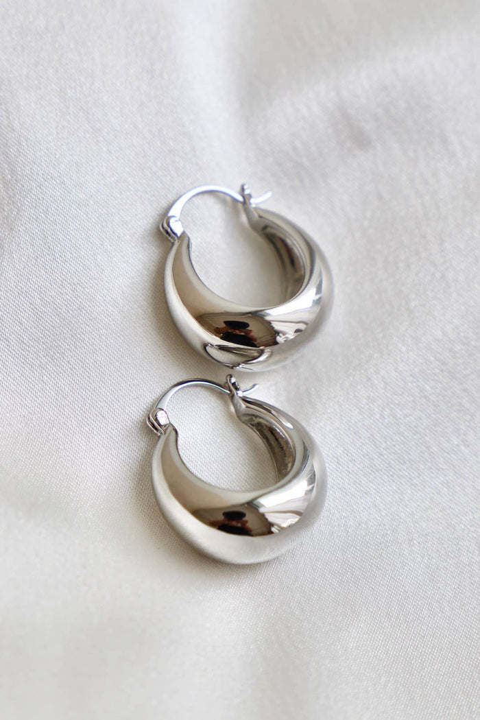 E1597S Silver Earrings-Coco Chunky Hoops-Silver