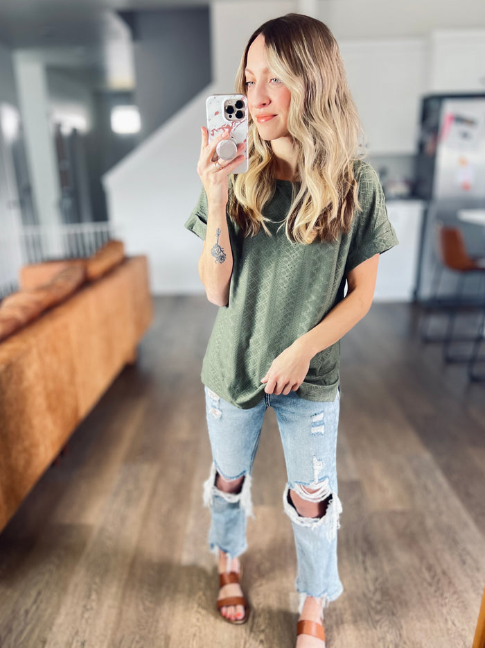 Easton Lace Top in Olive
