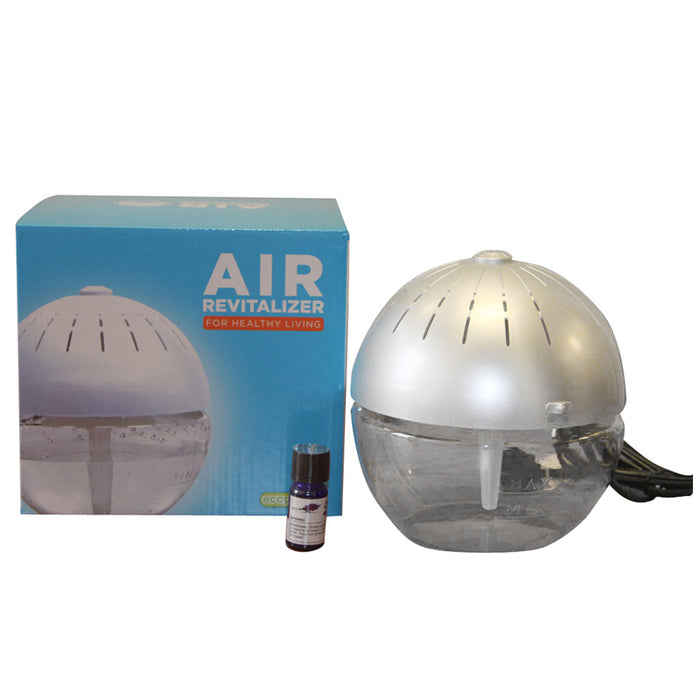 EcoGecko Earth Globe - Glowing Water Air Cleaner and Revitalizer, Silver, with Lavender Oil Part 75606-SILVER