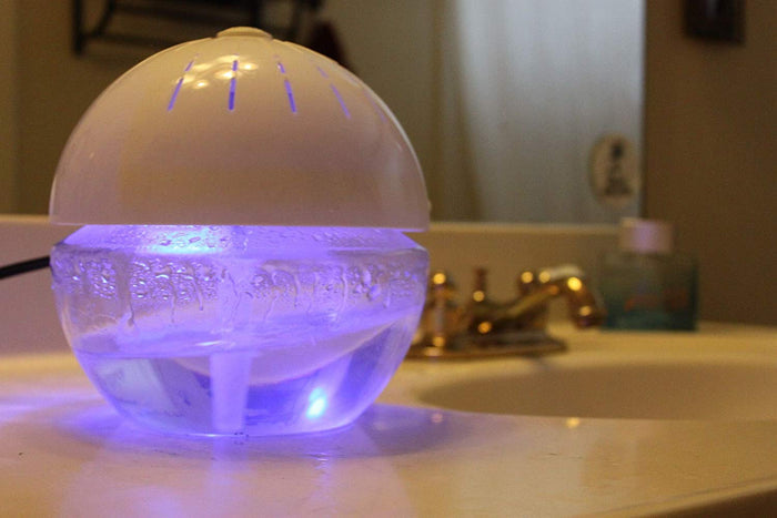 EcoGecko Earth Globe- Glowing Water Air Cleaner and Revitalizer with Lavender Oil, White, Part 75606-WHITE