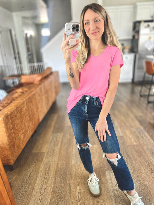 Effortless Short Sleeve Tee in Candy Pink