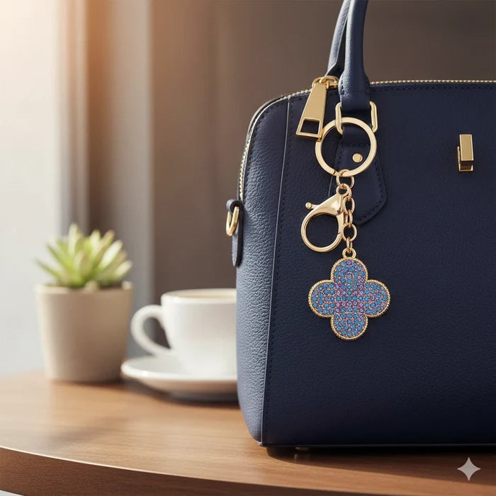Elegant Crystal Quatrefoil Keychain & Bag Charm (IKC-832)