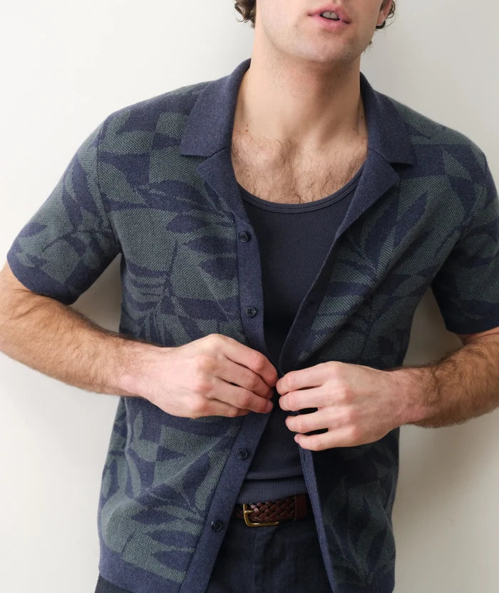 Ethan Sweater Button-Down Navy/Laurel Leaf