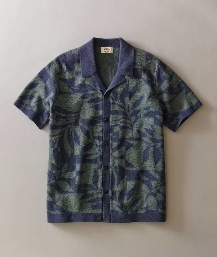 Ethan Sweater Button-Down Navy/Laurel Leaf