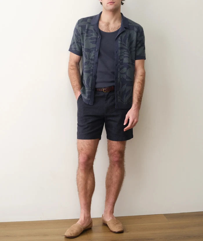 Ethan Sweater Button-Down Navy/Laurel Leaf