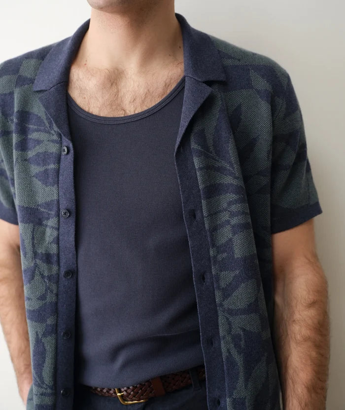 Ethan Sweater Button-Down Navy/Laurel Leaf