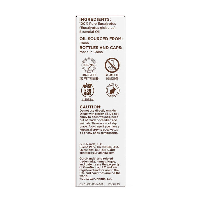 Eucalyptus Essential Oil, 15 ML - 1 PK - GuruNanda