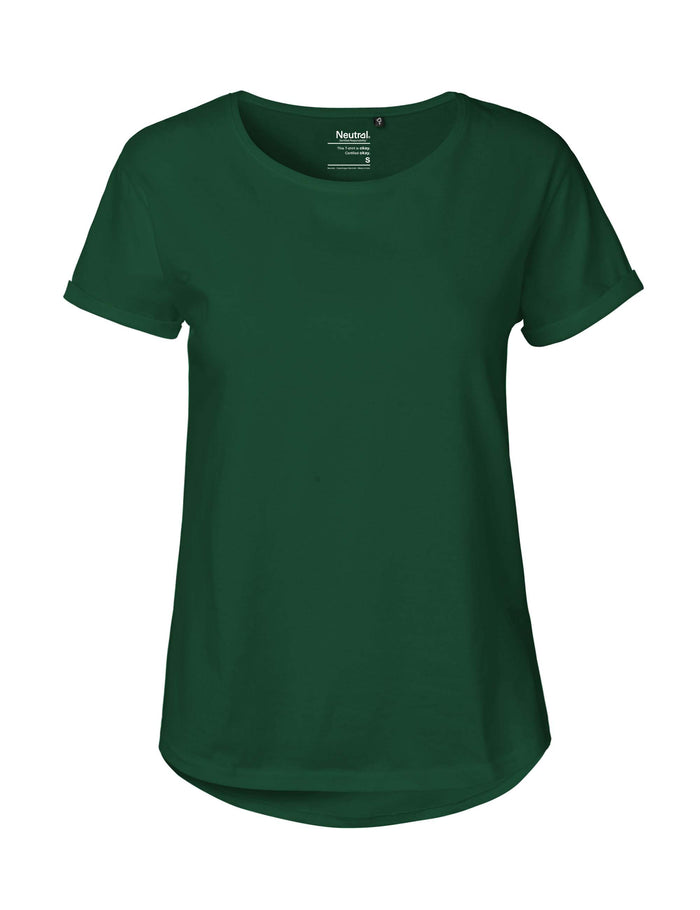 green Fairtrade Organic Roll Up Sleeve T-shirt | Bascora