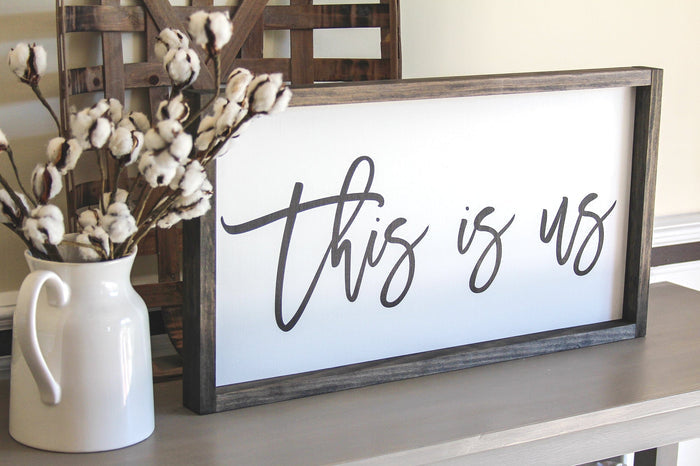 Farmhouse Sign "This is Us"  | Rustic Home Decor | Large Wall Sign 25 x 13 inches - Jarful House