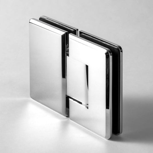 FORGE SHOWER HINGE BEVELLED GLASS TO GLASS 180 Degrees 10mm glass - Chrome - Image 1