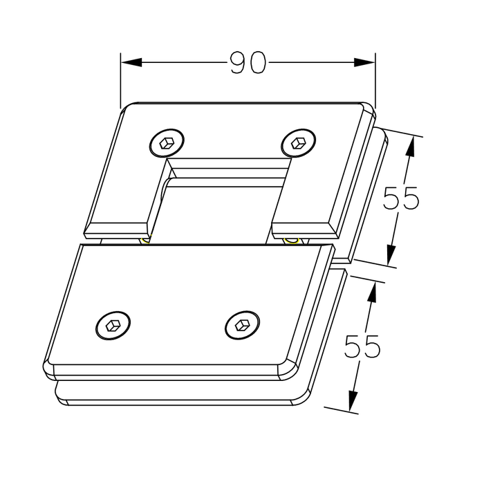 FORGE SHOWER HINGE BEVELLED GLASS TO GLASS 180 Degrees 10mm glass - Chrome - Image 4
