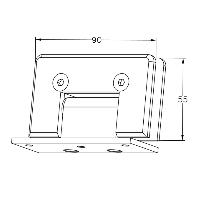 FORGE SHOWER HINGE BEVELLED GLASS TO WALL L-SHAPE 90 Degrees 10mm glass - Chrome - Image 4