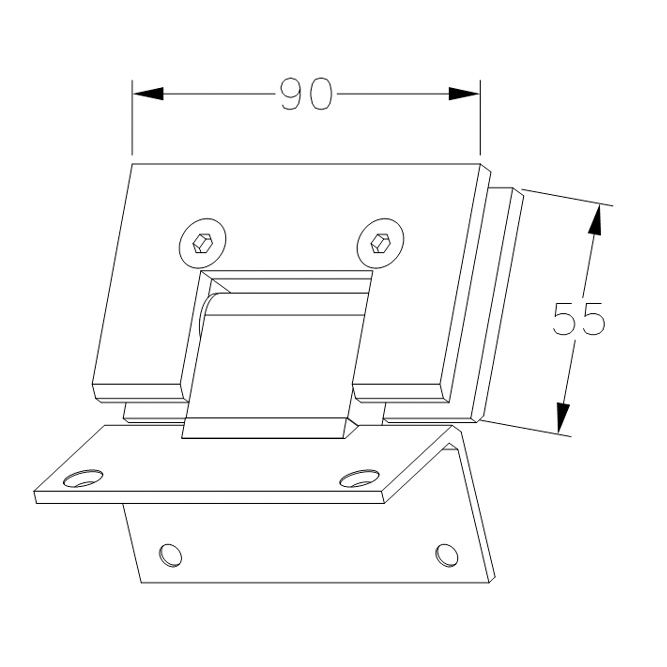 FORGE SHOWER HINGE GLASS TO WALL 135 Degrees 10mm glass - Chrome - Image 5