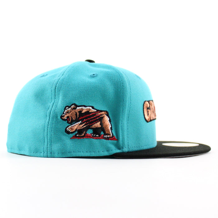 Fresno Grizzlies Grizzlies Bear Patch New Era 59Fifty Fitted Hat (Teal Breeze Black Grey Under Brim)