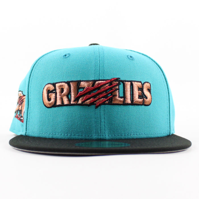 Fresno Grizzlies Grizzlies Bear Patch New Era 59Fifty Fitted Hat (Teal Breeze Black Grey Under Brim)